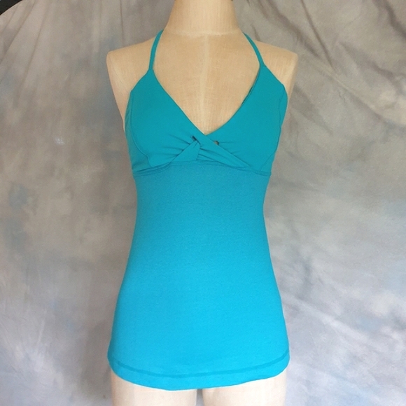 Lululemon Pranayama Surge Aqua Blue Racerback Active Tank-Top Twist Front Sz 6 - Picture 7 of 16